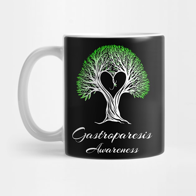 Gastroparesis Awareness Green Ribbon Tree With Heart by MerchAndrey